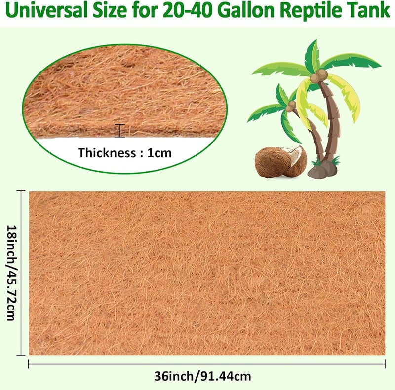 Halatool 18″×36″ Reptile Carpet for 20-40 Gallon Reptile Tank, Coconut Fiber Mat Thicken Terrarium Bedding Liner for Lizard Bearded Dragons Turtles Snake Leopard Gecko - Image 2